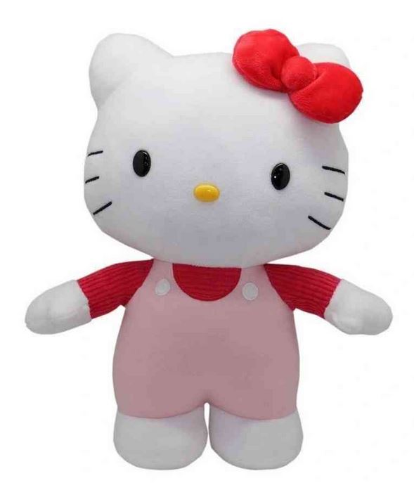 Hello Kitty Kitty White Plush In Pink Overalls