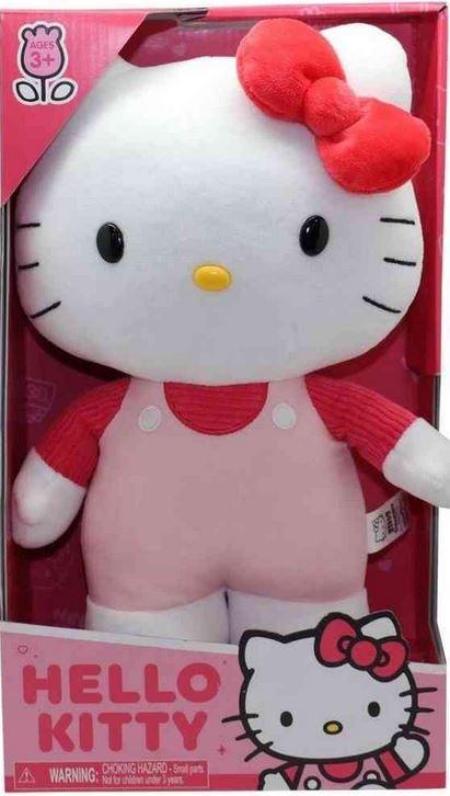 Hello Kitty Kitty White Plush In Pink Overalls