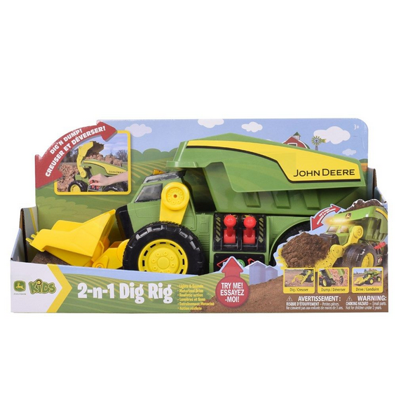 John Deere 2-in-1 Dig & Dump Rig 46cm Motorised Lights & Sounds