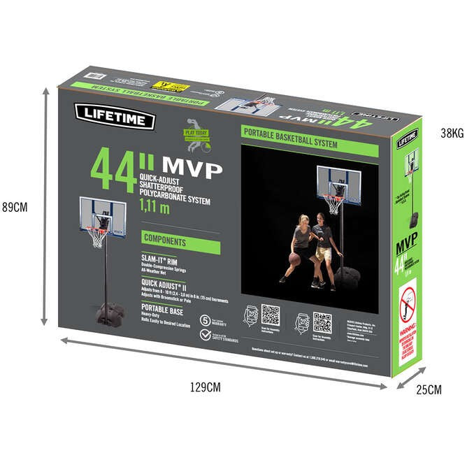 Lifetime 44 Inch Adjustable Basketball System