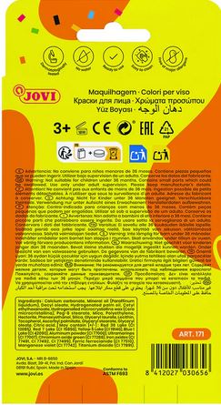 Jovi Face Paint 6 X 8ml Classic Colours