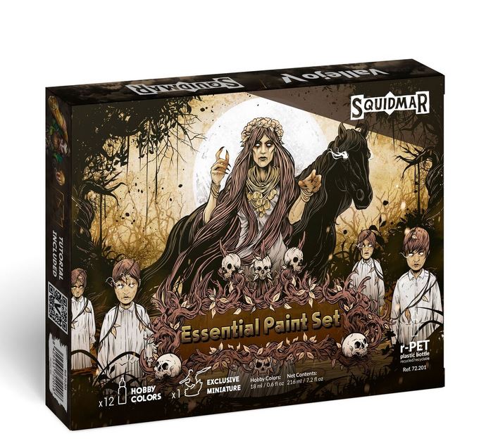 Vallejo Essential Paint Set By Squidmar Miniatures 12 Acrylic +1 Excl Miniature Figure