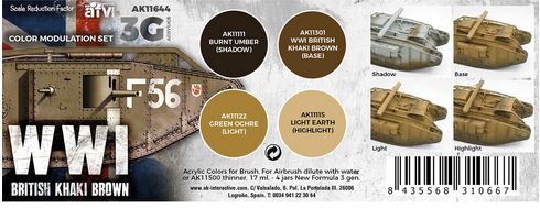 Ak Interactive Afv Ww1 British Acrylic Paint Set 3rd Generation