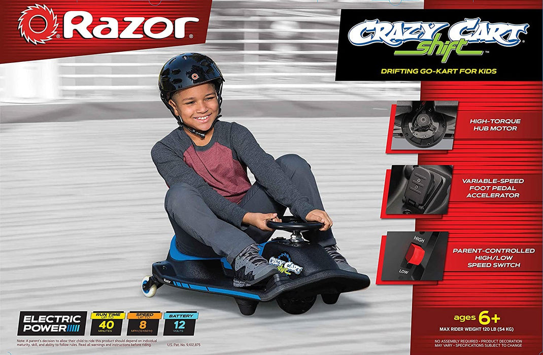 Razor Crazy Cart Shift Blue 12v Ride On (assembled)