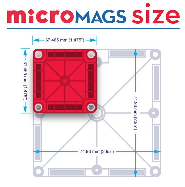Magna Tiles Micro Mags 26 Pc Travel Set In Tin