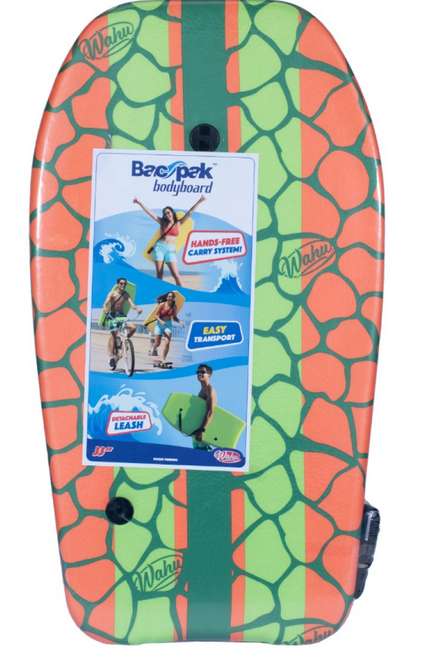 Wahu Bodyboard 84cm Hands Free Carry Bac Pak Orange & Green