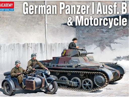 Academy 1/35 Sc German Panzer 1 Ausf.b  Tank & Motorbike With Sidecar + 3 Figures