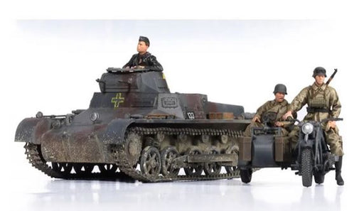 Academy 1/35 Sc German Panzer 1 Ausf.b  Tank & Motorbike With Sidecar + 3 Figures