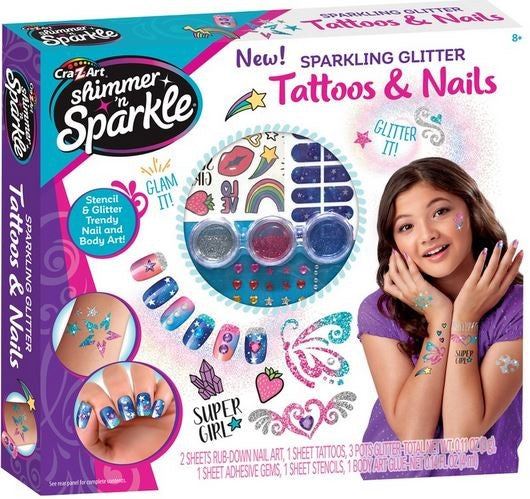 Simmer N Sparkle Sparkling Glitter Tattoo And Nails Set