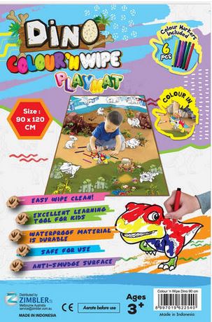 Rollmatz Colour & Wipe Dinosaur Playmat With 6 Markers