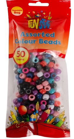 Funstuff Plastic Coloured Beads Assorted In Resealable Bag