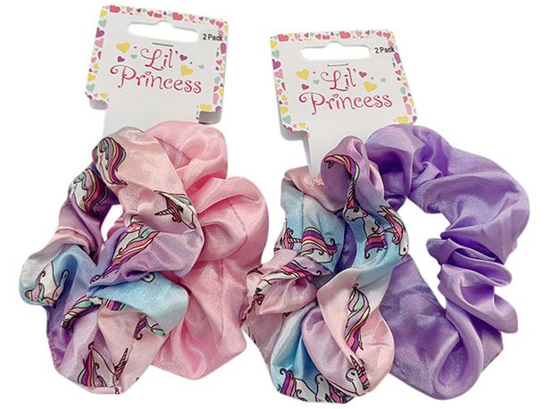 Little Princess Unicorn Print 2pc Saturn Hair Scrunchie