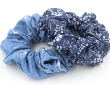 Hair Scrunchie Denim Design 2  Piece Set