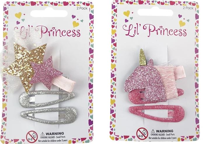 Little Princess Glitter Snap Hair Clips Assorted