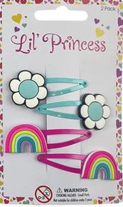 Little Princess Rainbow & Flower Snap Hair Clips 4 Piece