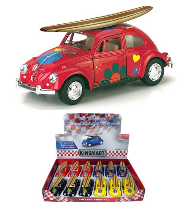 Vw Beetle With Surfboard Pull Back Car