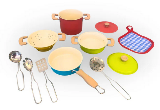 Pots & Pans 11 Pc Stainless Steel Kitchen Playset