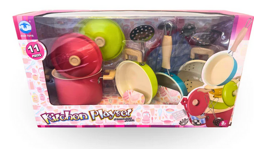Pots & Pans 11 Pc Stainless Steel Kitchen Playset