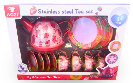 My Afternoon Tea Set Strawberry Design Stainless Steel 13 Pc Set