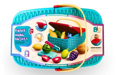 Puicnic Basket With 15 Pieces Plastic Fruit