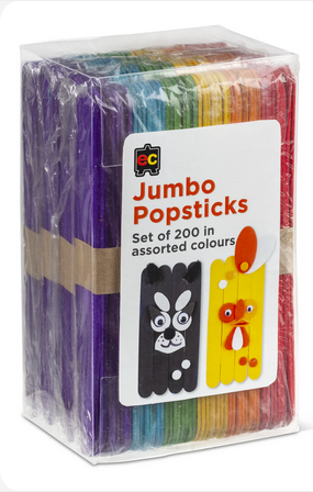 Jumbo Coloured Popsticks 200 Pk