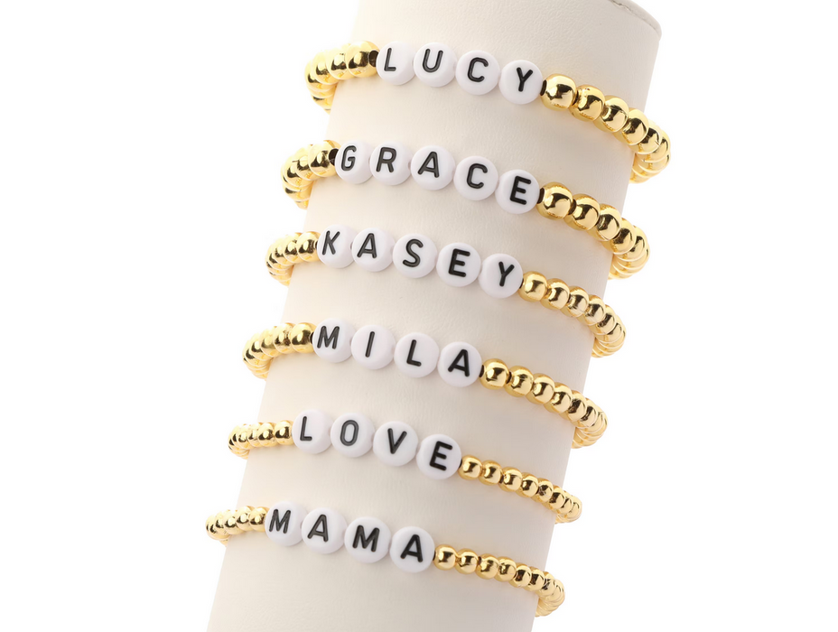 Friendship Bracelet Bumper White & Gold Bead Set