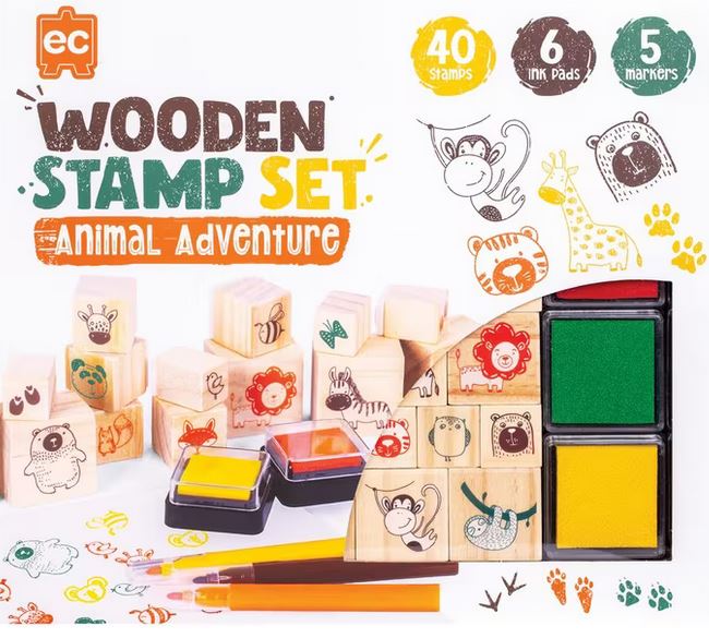 Wooden Stamp Set Animal Adventure