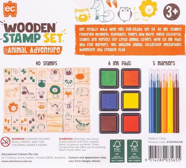 Wooden Stamp Set Animal Adventure