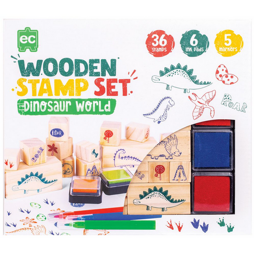 Ec Wooden Stamp Set 47 Pc - Dinosaurs