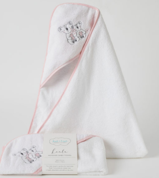Kayla Koala Baby Pink Hooded Towel