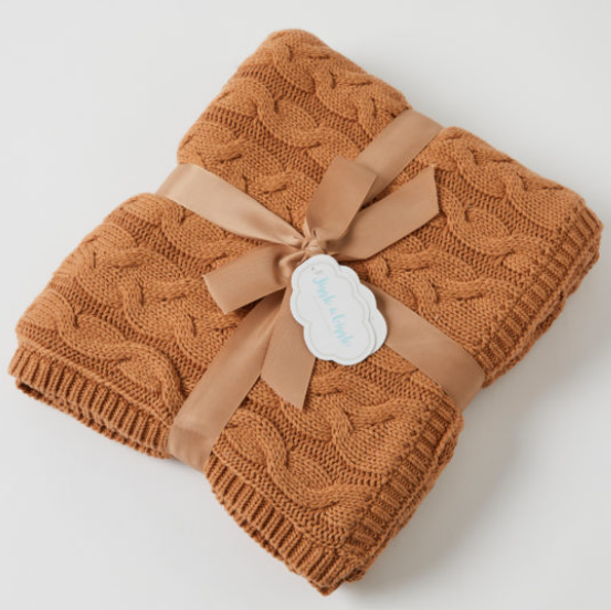 Aurora Cable Knit Baby Blanket Biscuit/cream