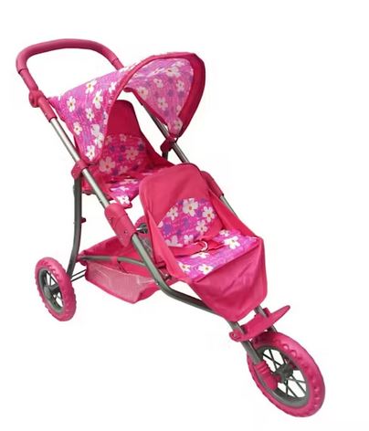 Playworld Twin Jogger Pink Dolls Pram