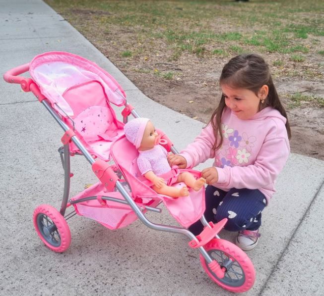 Playworld Dolls Stars & Hearts Twin Jooger Pram