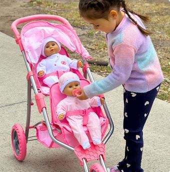 Playworld Dolls Stars & Hearts Twin Jooger Pram