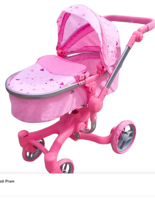 Playworld Doll Deluxe 2 In 1 Pram Pink
