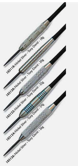 Tony David World Champion Nickel Silver Darts 26 Grams Weighted