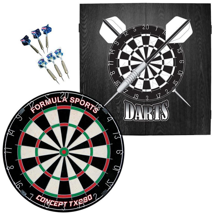 Imperial Dartboard In Wooden Cabinet Includes 6 Darts