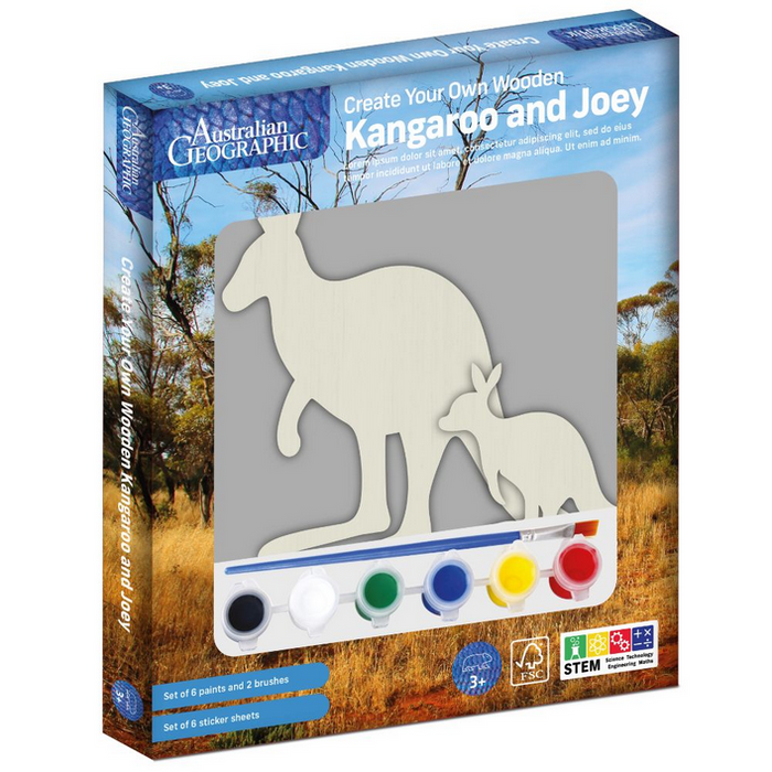 Australian Geographic Create Your Own Wooden Kangaroo And Joey 