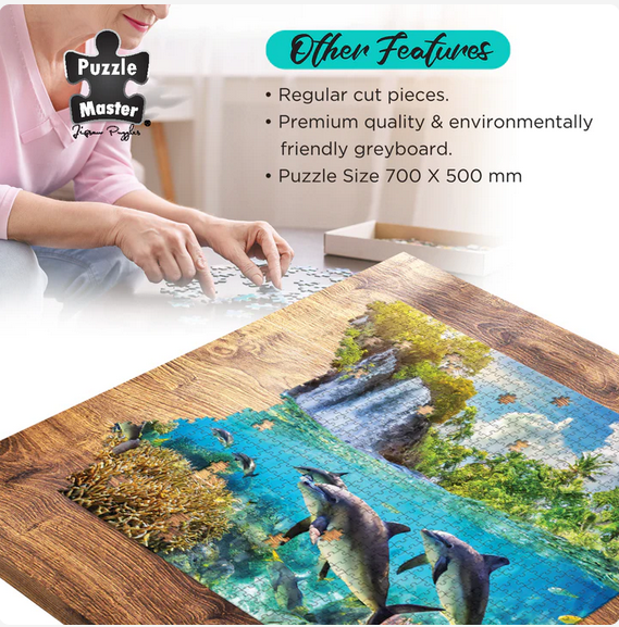 Puzzle Master Crusin Dolphins 1000pc Puzzle