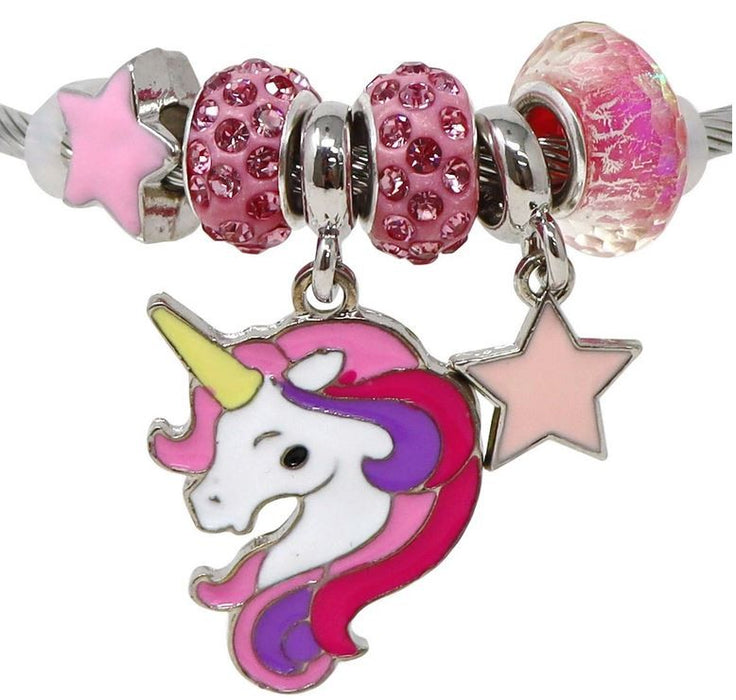 Pink Poppy Unicorn Charm Bracelet