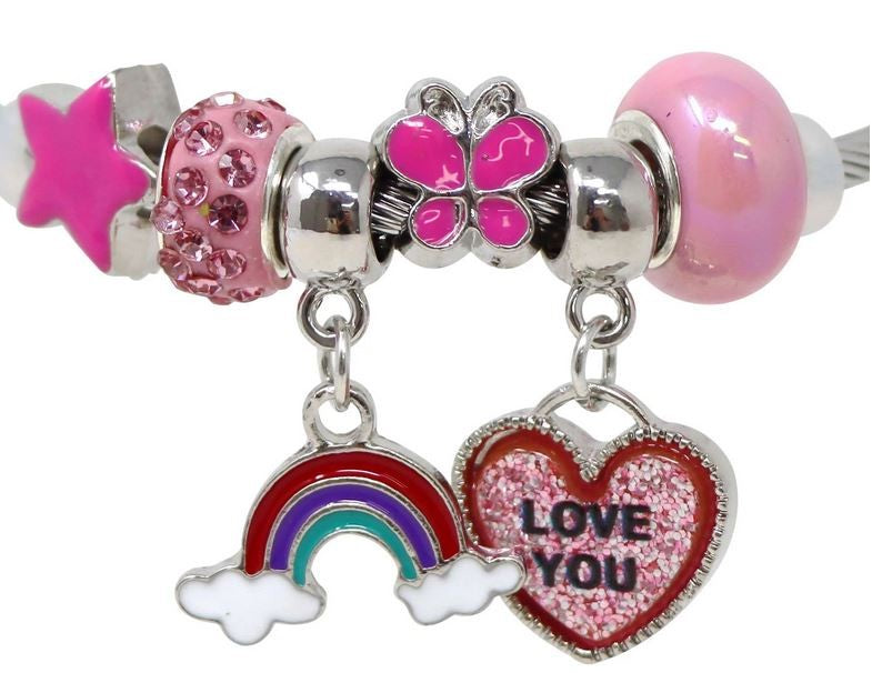 Pink Poppy Rainbow Charm Bracelet