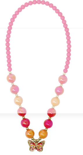 Pink Poppy Fairy Butterfly Necklace