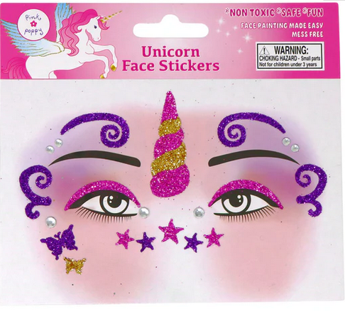 Pink Poppy Dreamy Unicorn Sparkling Face Stickers