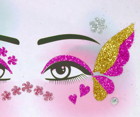 Pink Poppy Butterfly Freinds Face Stckers