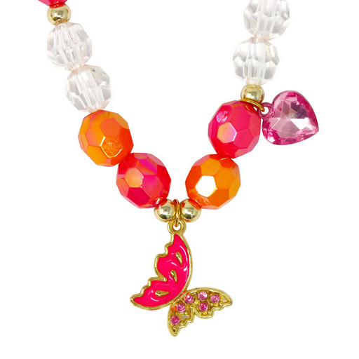 Pink Poppy Butterfly Friends Necklace 