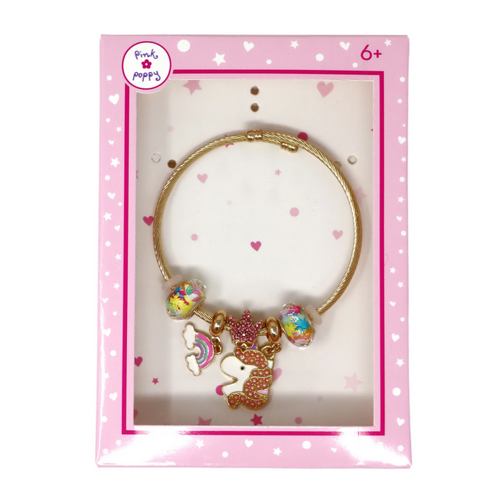 Pink Poppy Unicorn Charm Bracelet 