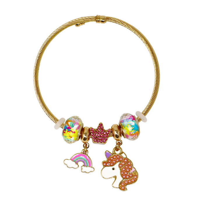 Pink Poppy Unicorn Charm Bracelet 