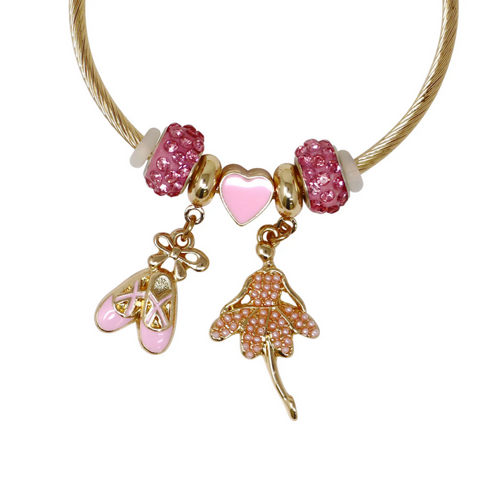 Pink Poppy Ballerina Charm Bracelet 