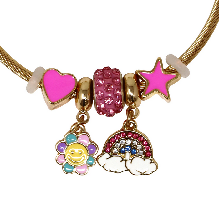 Pink Poppy Rainbow Charm Bracelet 