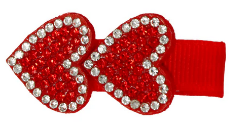 Pink Poppy Twinkling Red Heart Hair Clip